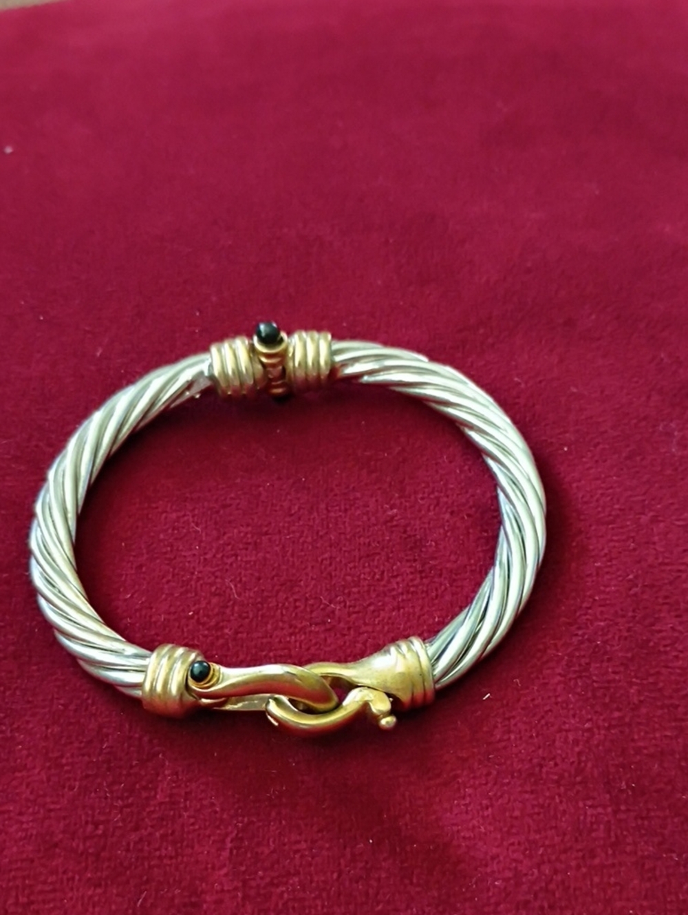 Gold and Silver Two-Tone Twist Cable Bracelet